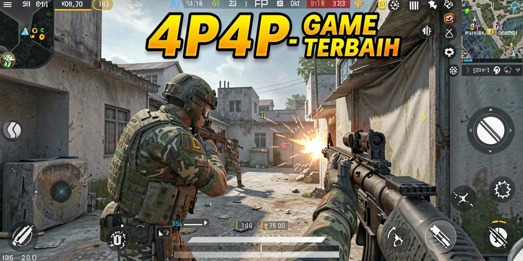 Screenshot 4P4P menampilkan aksi tembak-menembak yang intens di battlefield.