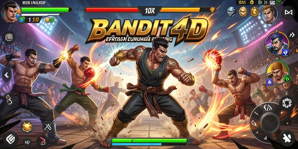 Screenshot utama BANDIT4D menampilkan aksi pertarungan yang intens dan mendebarkan.