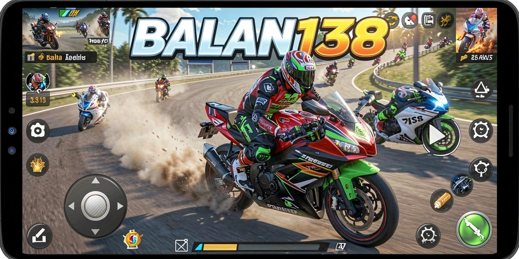 Tampilan gameplay seru dari BOS138 yang penuh aksi balapan motor.