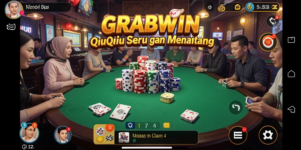 Tampilan gameplay seru dari QiuQiu di GRABWIN.