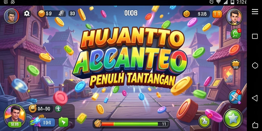 Screenshot HUJANTOTO menampilkan gameplay Arcade yang seru dan penuh warna.