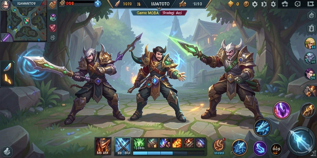 Tangkapan layar gameplay seru IDAMANTOTO dengan strategi MOBA.
