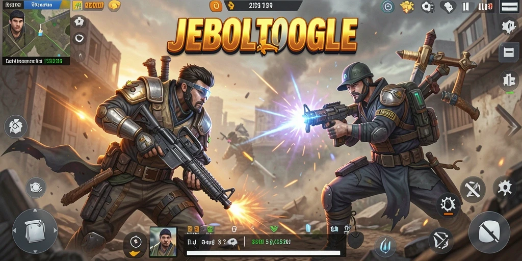 Gameplay seru JEBOLTOGEL dalam pertempuran Battle Royale.