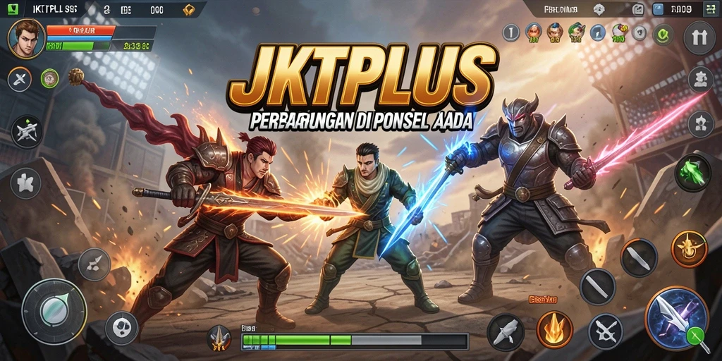 Tampilan seru gameplay Fighting JKTPLUS dengan pertarungan yang intens.