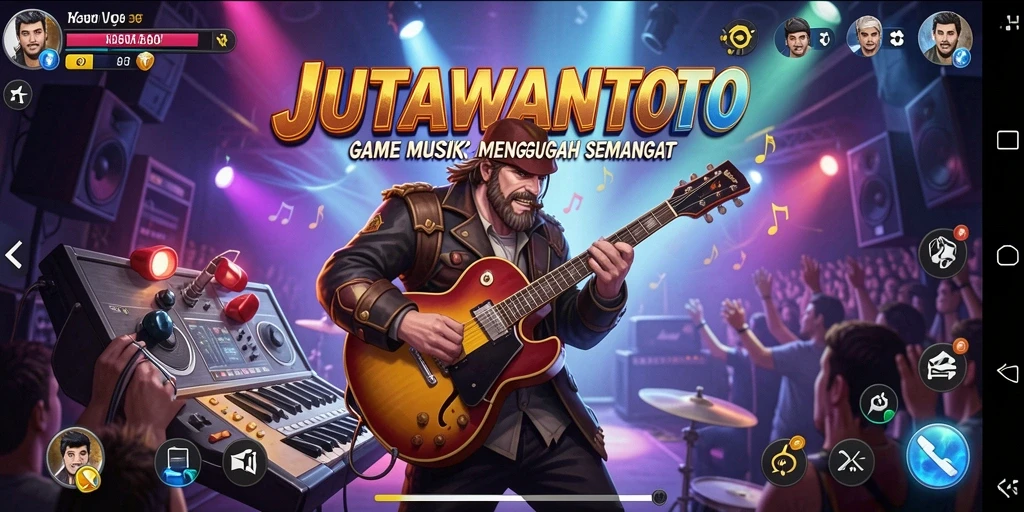 Tampilan gameplay JUTAWANTOTO dengan fitur permainan musik yang interaktif.