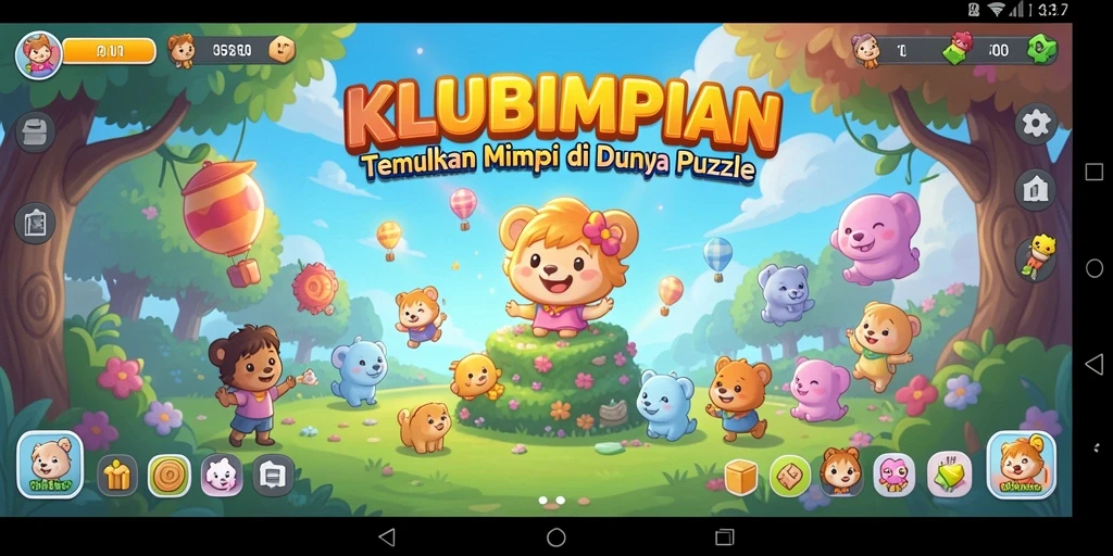 Tampilan gameplay KLUBIMPIAN yang menarik dan penuh warna.