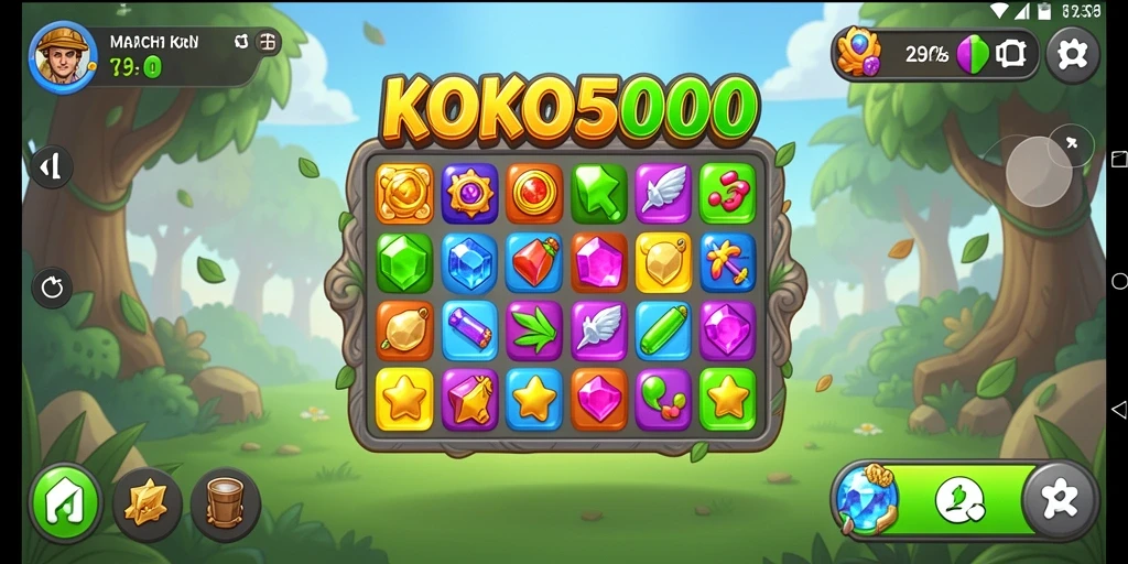 Gameplay seru KOKO5000 dengan grafik cerah.