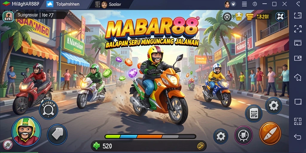 Tampilan balapan seru di MABAR88 dengan mobil dan trek yang menantang.