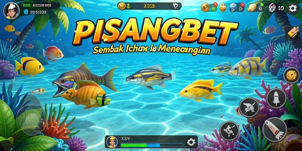 Screenshot gameplay PISANGBET dengan aksi menangkap ikan yang seru.