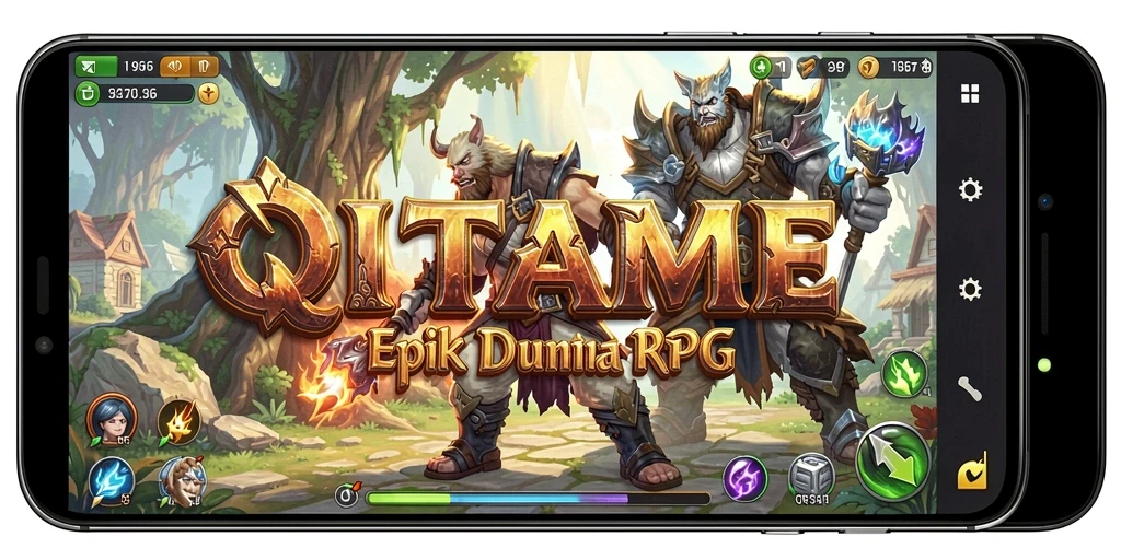 Screenshot permainan QTGAME menampilkan pertarungan seru dalam dunia RPG.