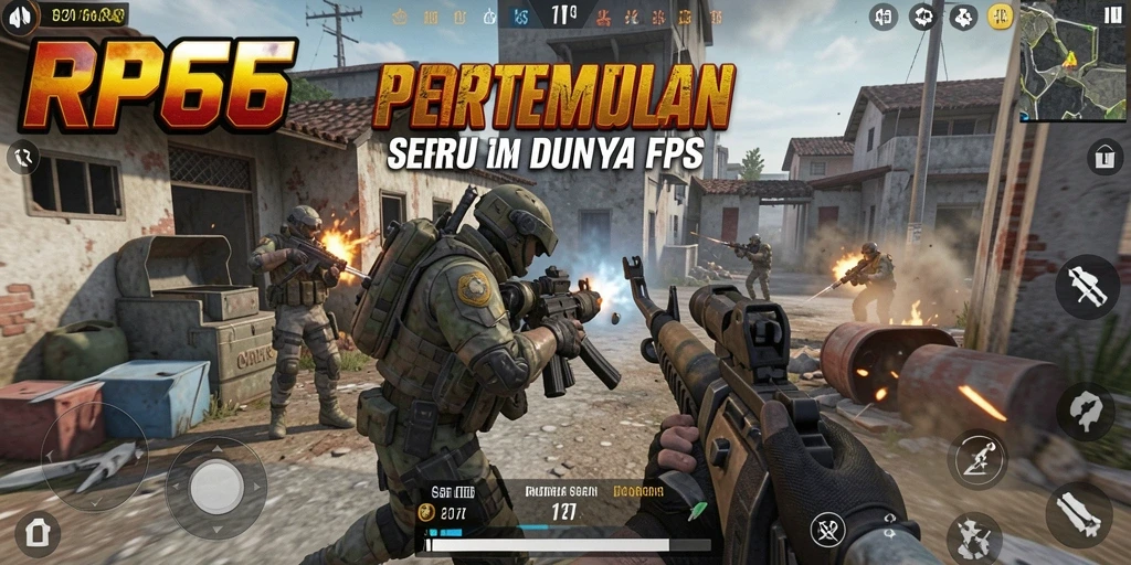 Screenshot gameplay RP66 menampilkan aksi tembak-menembak yang intens.