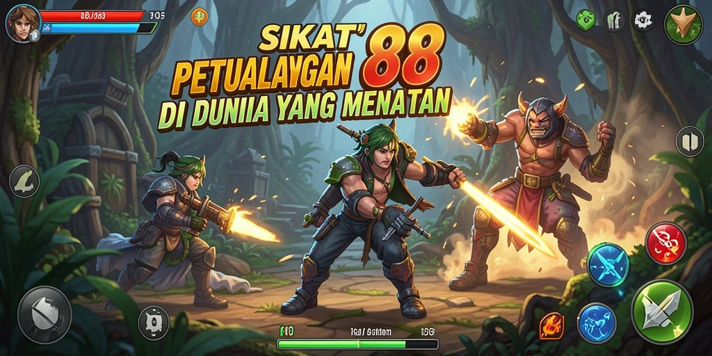 Menampilkan aksi seru dalam petualangan SIKAT88.
