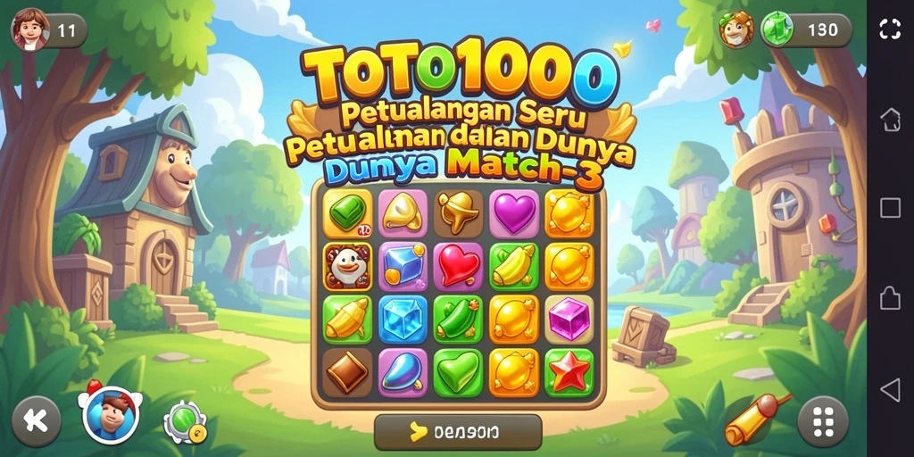 Gameplay menantang di TOTO1000 dengan kombinasi batu permata yang berwarna-warni.